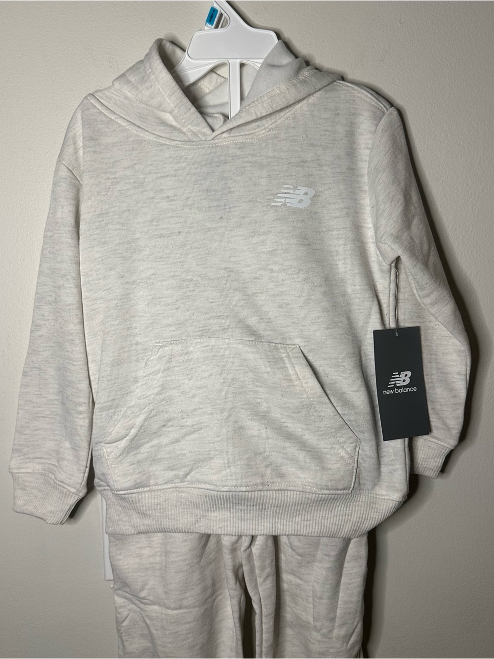 New Balance Tracksuit Kids S(4) Oatmeal Fleece Hoodie & Jogger Pants 2pc Set NEW